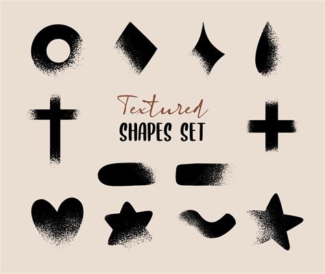 Textured Silhouette Set Of Shapes And Figures Stylish Decorative