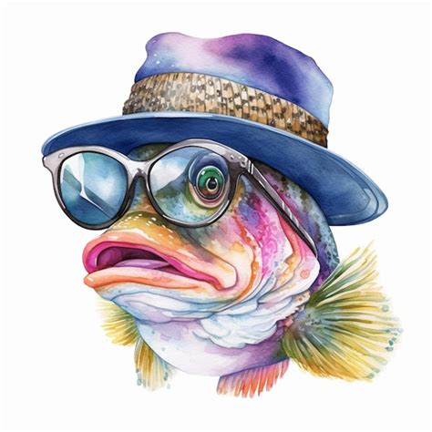 Premium Photo There Is A Fish Wearing A Hat And Glasses On A White