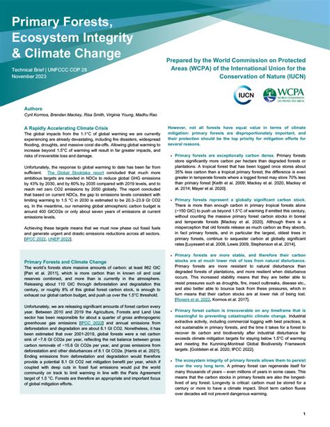 Primary Forests Ecosystem Integrity Climate Change Resource IUCN