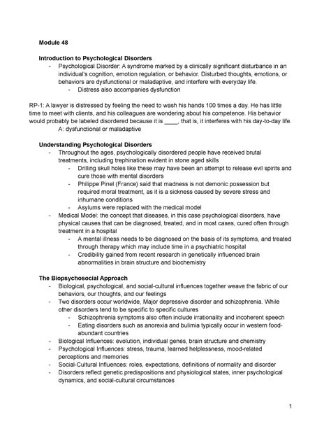 Psych Module 48 Module 48 Introduction To Psychological Disorders