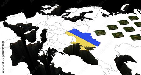 3d Map Of Europe Showing Crisis Between Ukraine And Russia 3d