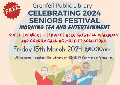 Seniors Week Event 15/3/24 —Grenfell Public Library