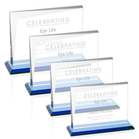 Leyva Sky Blue Rectangle Crystal Trophy Trophy