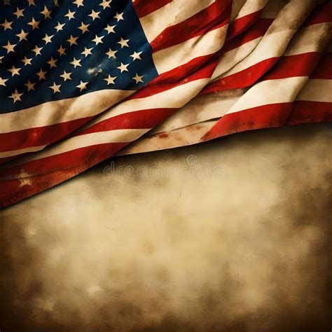 Vintage Faded American Flag Ai Generated Image Stock Illustration