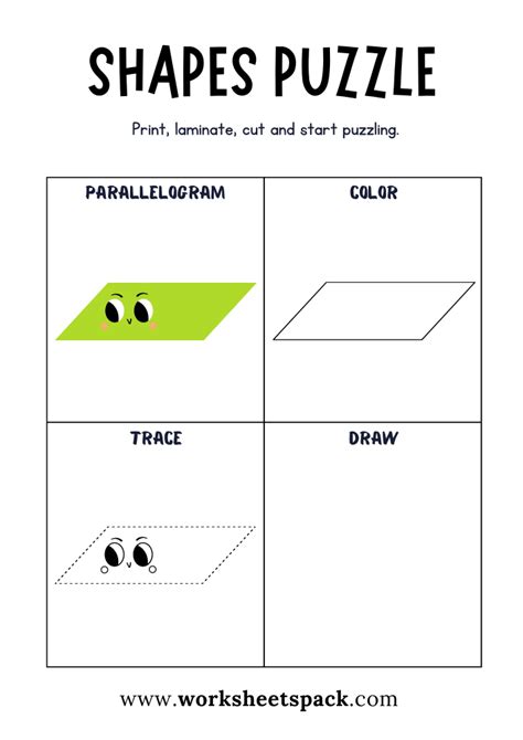 Shapes Puzzle Worksheets Free Printable, Parallelogram Puzzle Game for ...