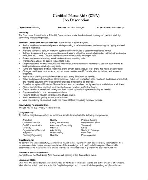 FREE 9 Sample CNA Resume Templates In MS Word PDF