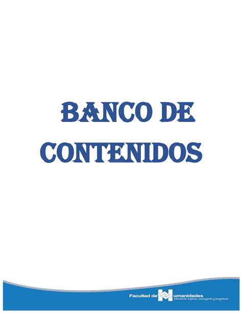 Banco De Contenidos Completa Banco De Contenidos Facultad De