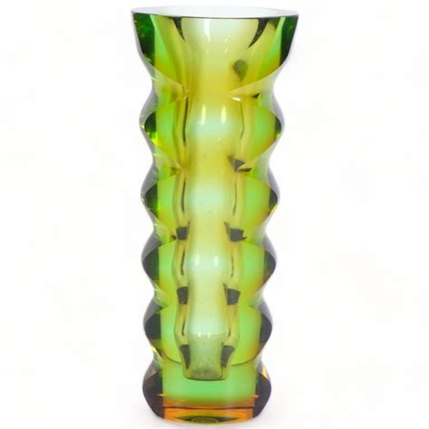 Oldrich Lipsky For Exbor Glass Czechoslovakia A 1970s Ripple Green