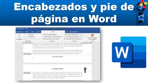 Como Insertar Encabezados Y Pie De P Gina En Word Youtube