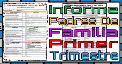 Informe Para La Primera Reuni N De Padres De Familia Del Primer