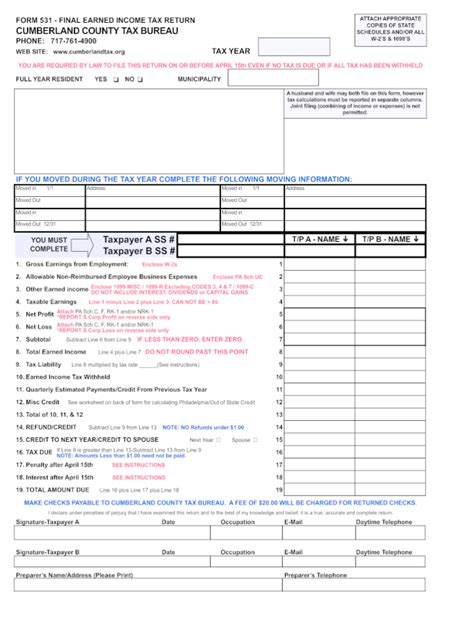 Cumberland County Tax Bureau Forms Fill Online Printable Fillable