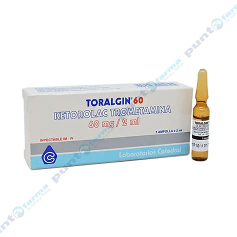 Toralgin 60 Ketorolac Trometamina 60 mg 20 mL Solución Inyectable