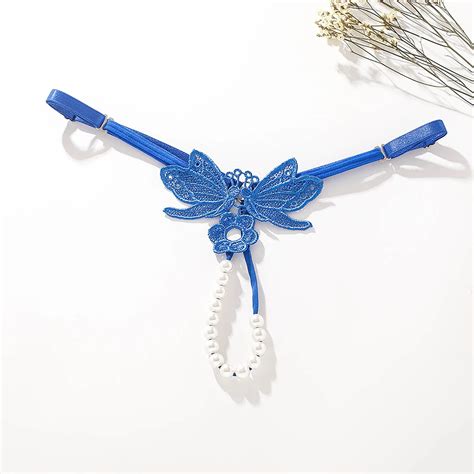 New Embroidery Butterfly Pearl Panties Sexy Lingerie For Women Open Crotch Thongs Women S