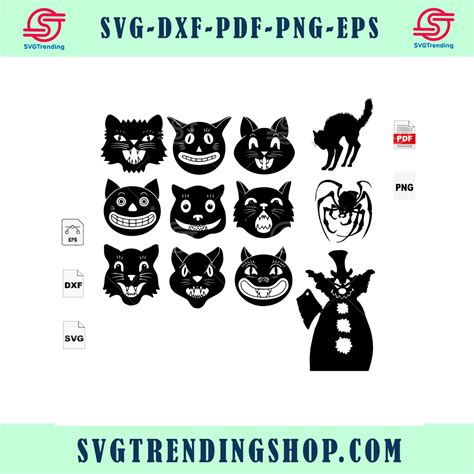 Halloween Cat Svg Black Cat Svg Cat Bundle Svg Cat Vector Clipart