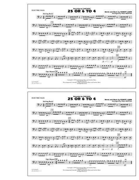 25 Or 6 To 4 Electric Bass By Paul Murtha Marching Band Digital Sheet Music Sheet Music Plus