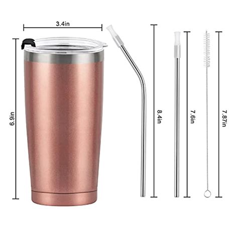 8 Pack Stainless Steel Travel Tumbler 20 Oz Insulated Tumbler With Lid Straw Double Wall