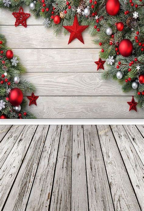 Sjoloon Christmas Backdrop Balls White Wood Floor Photography Backdrop