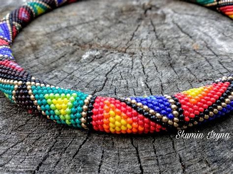 Colorful Bead Crochet Necklace African Inspired