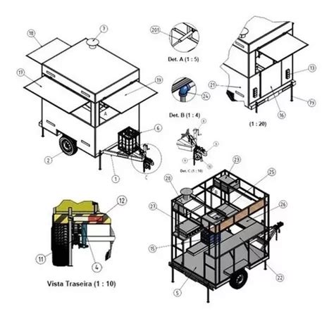 Projeto Carretinha Reboque 1eixo Food Trailer Lanche Em Pdf