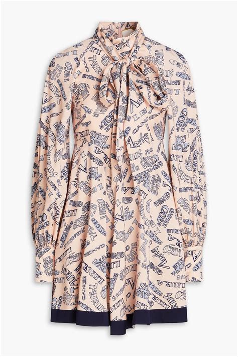 ZIMMERMANN Pussy Bow Printed Stretch Silk Twill Mini Dress THE OUTNET