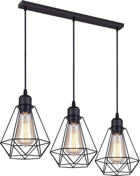 iDEGU 3 Lampes Suspension Luminaire Industrielle Métal Lustre