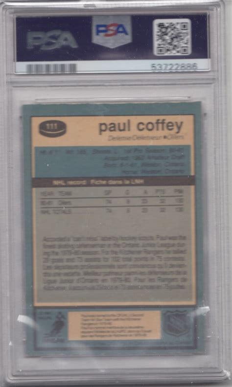 PAUL COFFEY 1981 OPC O PEE CHEE 111 ROOKIE PSA 7 NM RC HOF EDMONTON