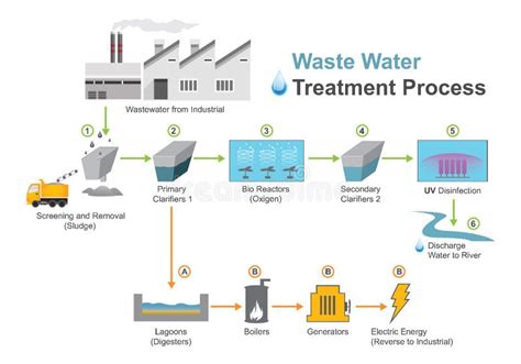 Proceso Del Tratamiento De Aguas Residuales Ilustración Del Vector