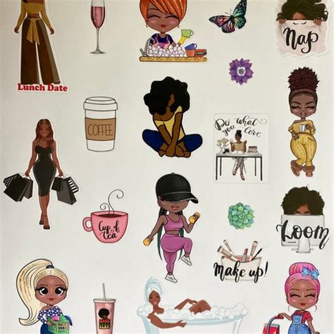 Black Girl Planner Stickers Black Women African American Etsy