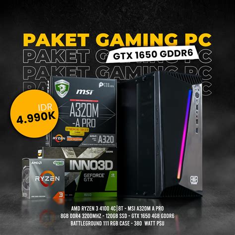 paket pc gaming ryzen  nvidia gtx   jutaan quadra computer