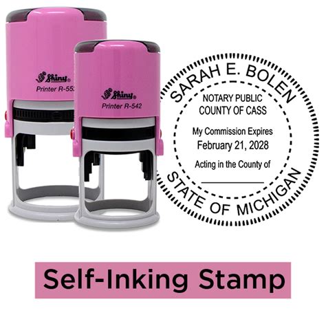 Michigan Notary Pink Round Design Seal Simply Stamps