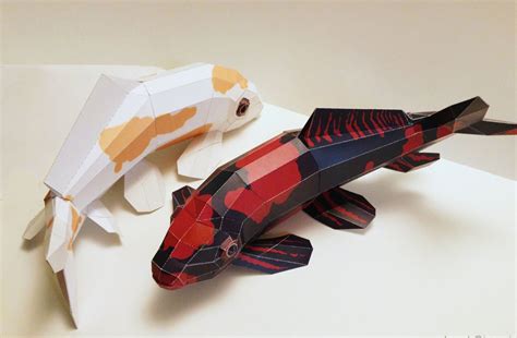 Ebook Papercraft Kit Koi Hi Utsuri Carp Pdf Etsy