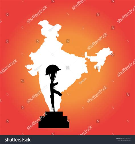 indian army gun cap india map stock illustration