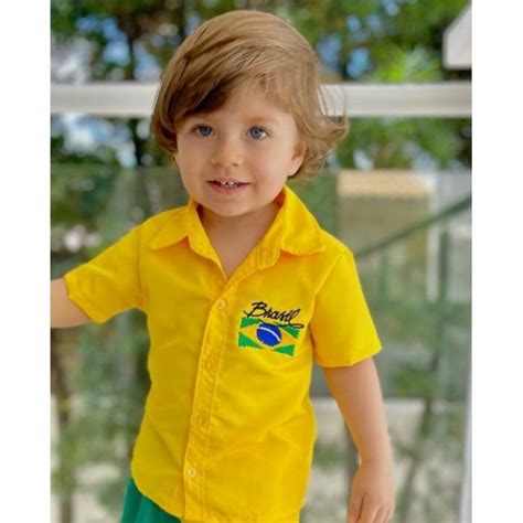 Conjunto Roupa Camisa Brasil Copa Do Mundo Infantil Menino Elo