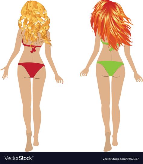 Back View Of Girls In Bikini Royalty Free Vector Image