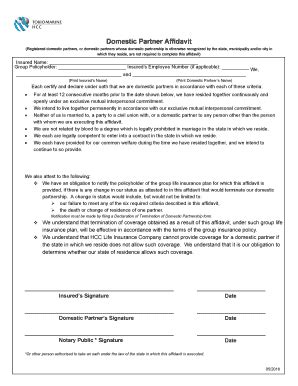 Fillable Online Domestic Partner Affidavit Hcc Fax Email Print