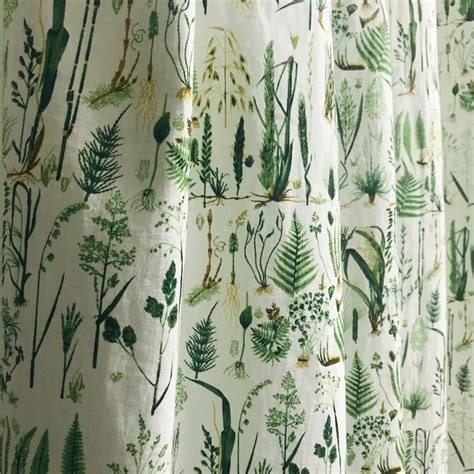 Modern Vintage Green Plants Pattern Washed Linen Cotton Etsy