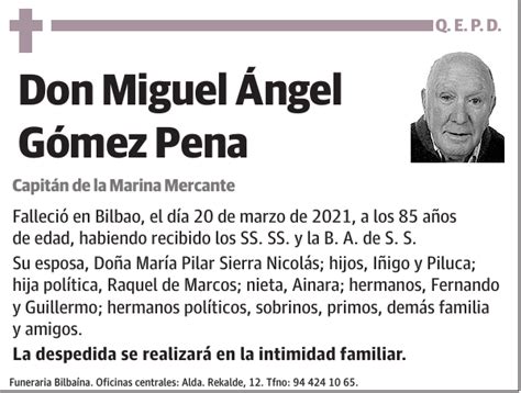 Miguel Ngel G Mez Pena Esquela El Correo