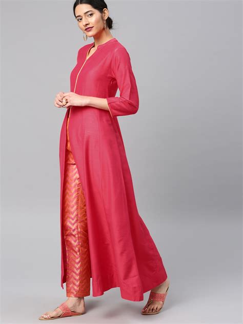 Buy Vishudh Women Pink Solid Kurta With Trousers Kurta Sets For Women