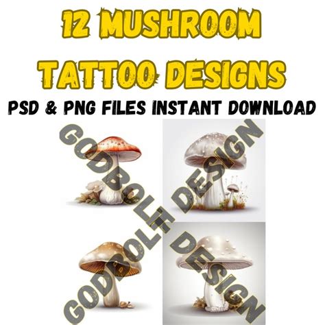 Mushroom Tattoo Design Lineart Mushroom Procreate Stamps Animals Tattoo ...