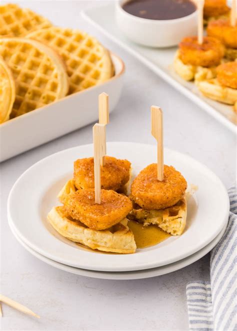 Chicken And Waffle Bites Mini Chicken And Waffles Appetizer With Hot