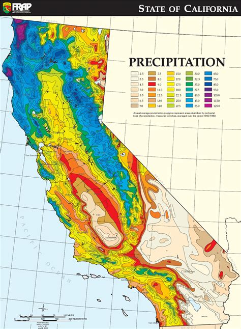 California Average Annual Precipitation Map - Full Size