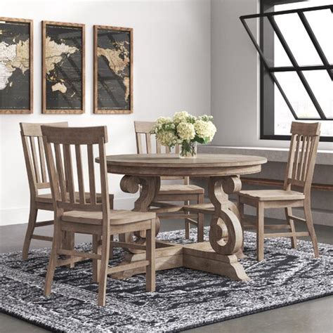 Laurel Foundry Modern Farmhouse Horncastle 5 Piece Pedestal Dining