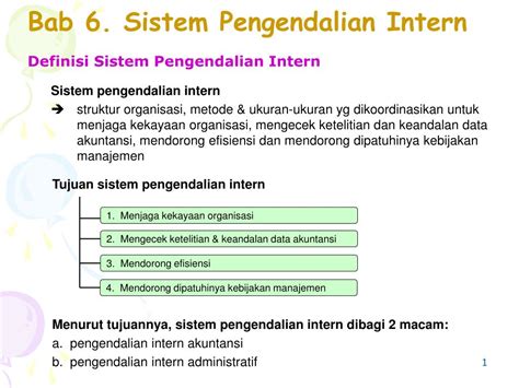 Ppt Bab 6 Sistem Pengendalian Intern Powerpoint Presentation Free Download Id 6115305