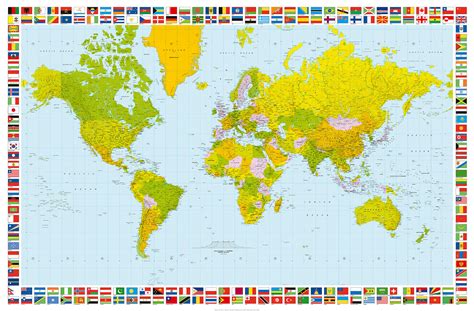 Carte Politique du Monde Poster Mural, Papier peint | Europosters