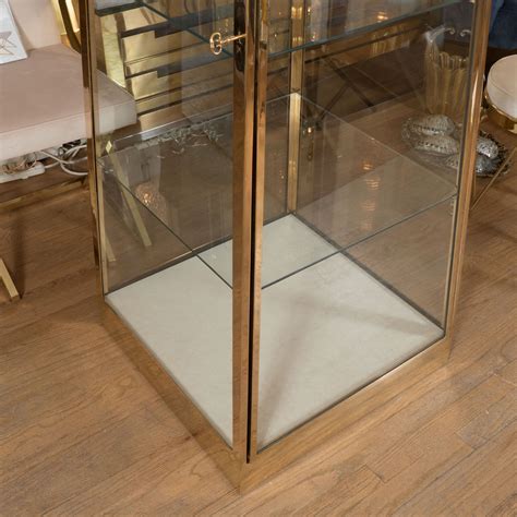 Pyramidal Brass And Glass Three Shelf Cabinet Etageres John Salibello