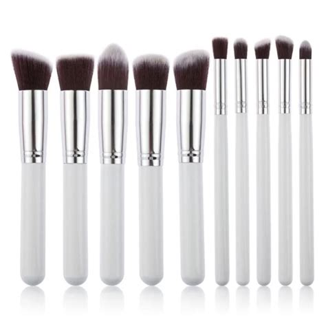 10 Piece Makeup Brush Set Whitesilver Come Style With Me