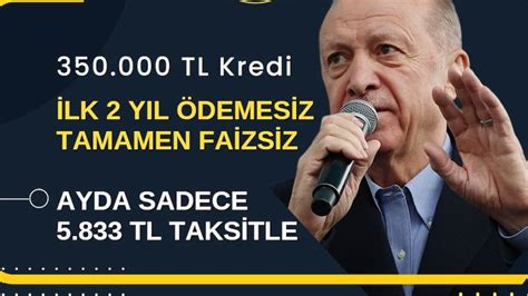 Faizsiz ve İlk 2 Yıl Geri Ödemesiz 350 Bin TL Kredi verilecek