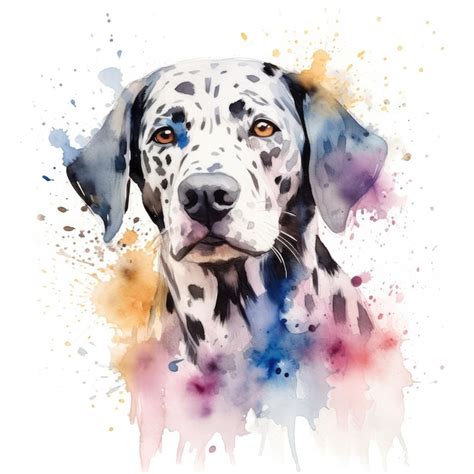 Premium Photo Watercolor Painting Of Dalmatian