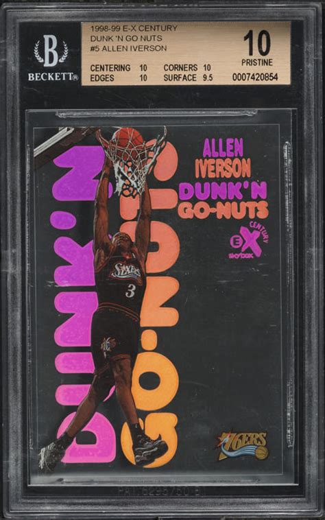 1998 Skybox E X Century Dunk N Go Nuts Allen Iverson 5 BGS 10 PRISTINE