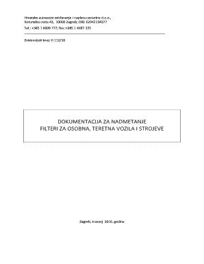 Fillable Online Hac Onc Dokumentacija Za Nadmetanje Filteri Za Osobna